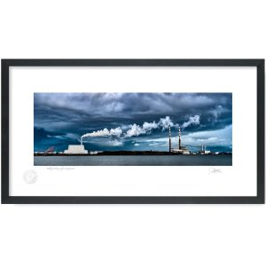 Poolbeg Chimneys from Sandymount | Framed Print | Patrick Donald Poolbeg Chimneys from Sandymount | Framed Print | Patrick Donald